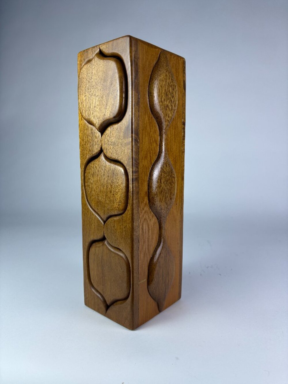 Don Bell Wooden Puzzle Box | Carved Geometric Secret Box - MCM Style